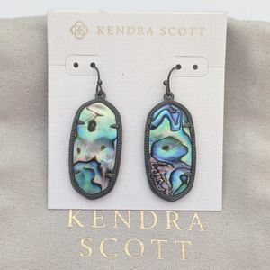 Kendra Scott Elle Gunmetal and Abalone Shell Earrings